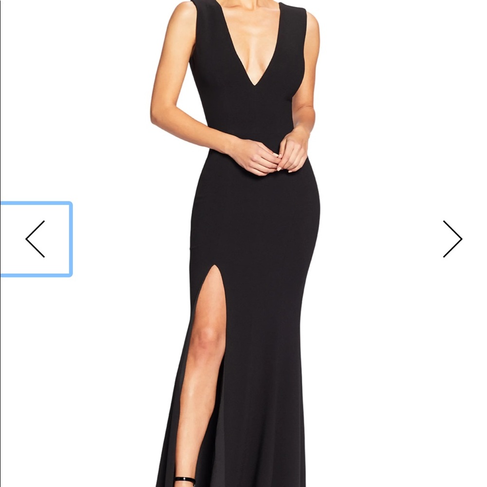 Sandra Plunging V-Neck Sleeveless Crepe Gown by Dress the Population.